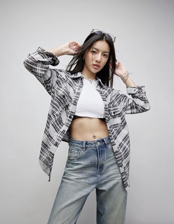 Women's Black & White Plaid Oversized Shirt