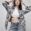 Women's Black & White Plaid Oversized Shirt