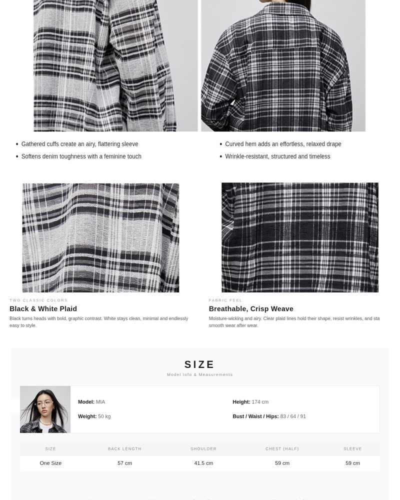 Women's Black & White Plaid Oversized Shirt