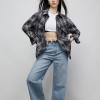Women's Black & White Plaid Oversized Shirt
