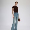 Seluar Jeans Wanita Potongan 'Bootcut', Pinggang Tinggi, Warna Denim Cerah (Gaya Klasik)