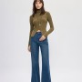 Women's Dark Wash High-Rise Flare Jeans, 4-Way Stretch Lyocell Denim