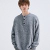 Sweater Berkolar 'Henley' – Rekaan Unisex, Potongan Longgar, Gaya 'Vintage' Kasual yang Hangat