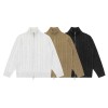 Unisex Stand Collar Sweater- Heavyweight Wool-Blend Cable Knit Zip-Up Cardigan