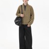 Unisex Stand Collar Sweater- Heavyweight Wool-Blend Cable Knit Zip-Up Cardigan