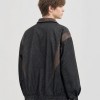 Unisex Vintage Workwear Jacket—Contrast Collar Denim Bomber